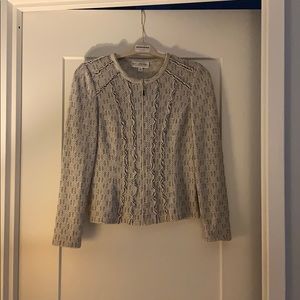 St. John Collection, knit white and grey jacket